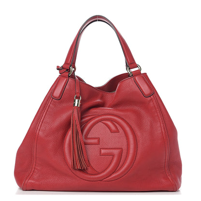 Gucci Pebbled Calfskin Medium Soho Shoulder Bag Red 1 of 10