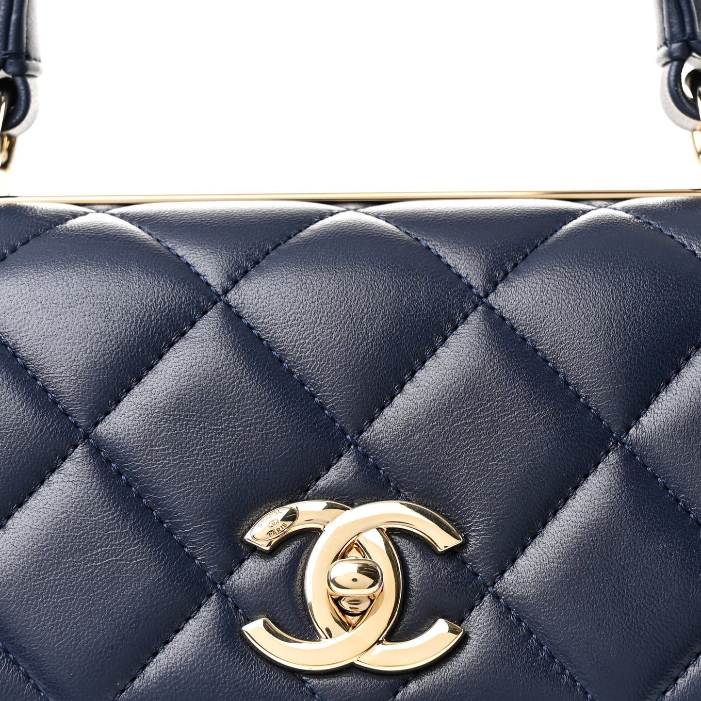 Lambskin Quilted Small Trendy CC Flap Dual Handle Bag Navy