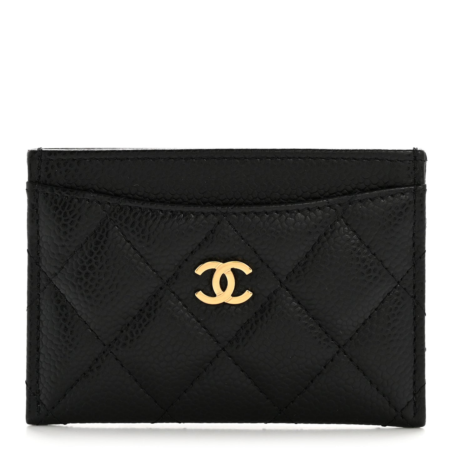 Caviar Quilted Card Holder Black