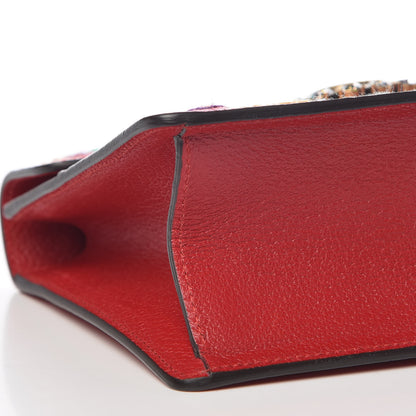 Gucci Textured Calfskin Embroidered Small Shoulder Bag Hibiscus Red Multicolor 9 of 10