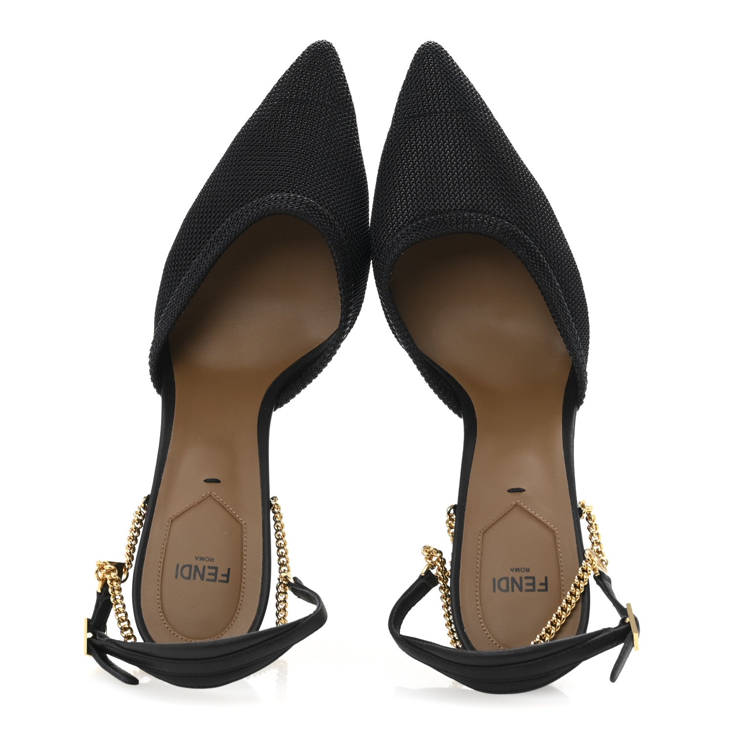 Fendi Mesh Chain 85mm Slingback Pumps 39 Black 2 of 8