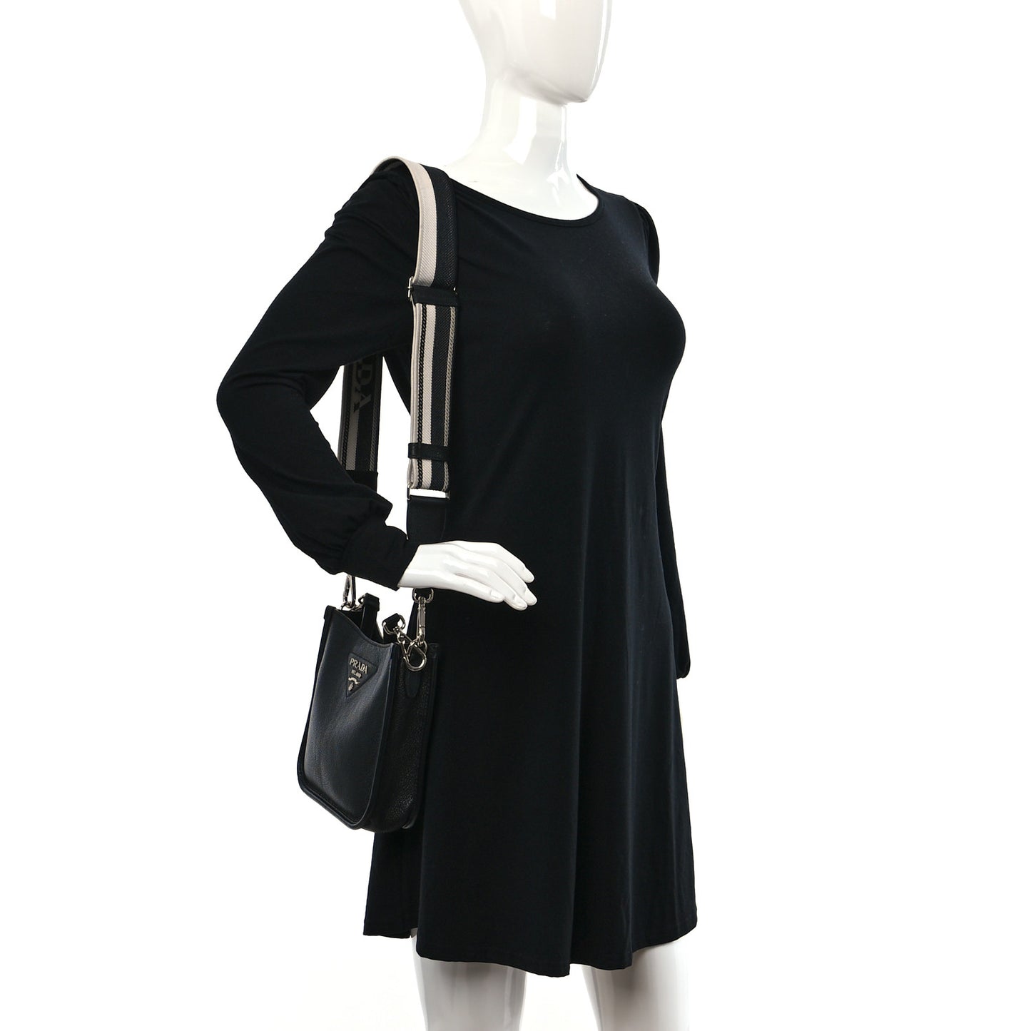 Vitello Daino Soft Mini Hobo Messenger Bag Black