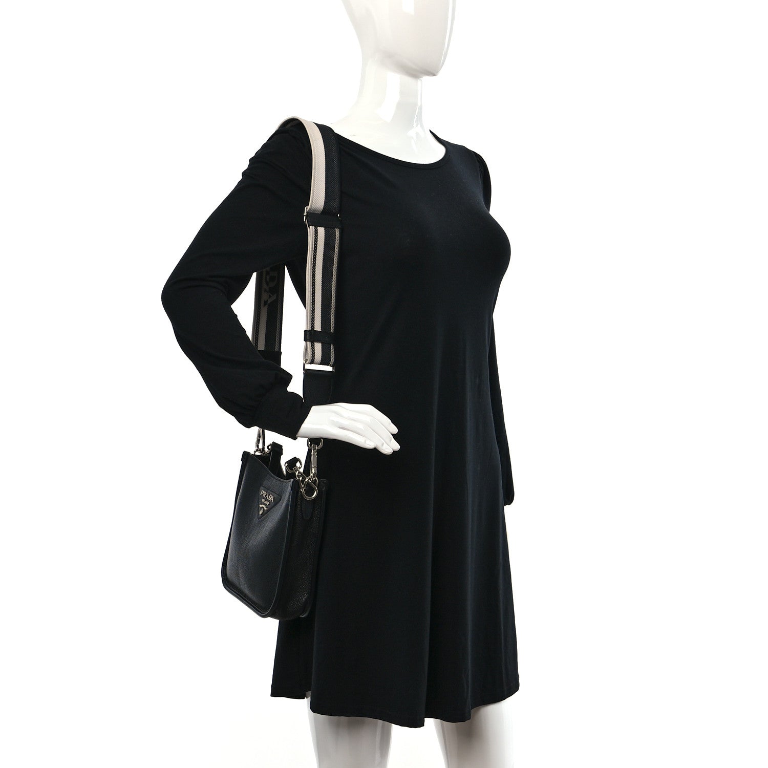 Prada Vitello Daino Soft Mini Hobo Messenger Bag Black 2 of 9