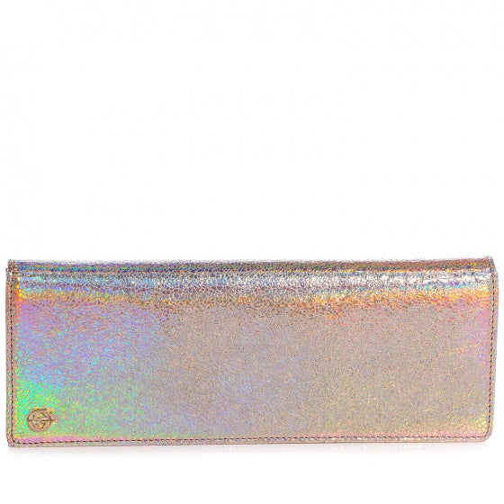 Metallic Crackled Calfskin Broadway Clutch