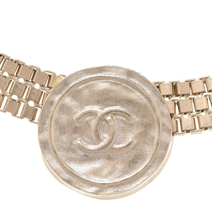 Chanel Metal Chain Link CC Medallion Choker Necklace Gold 5 of 6