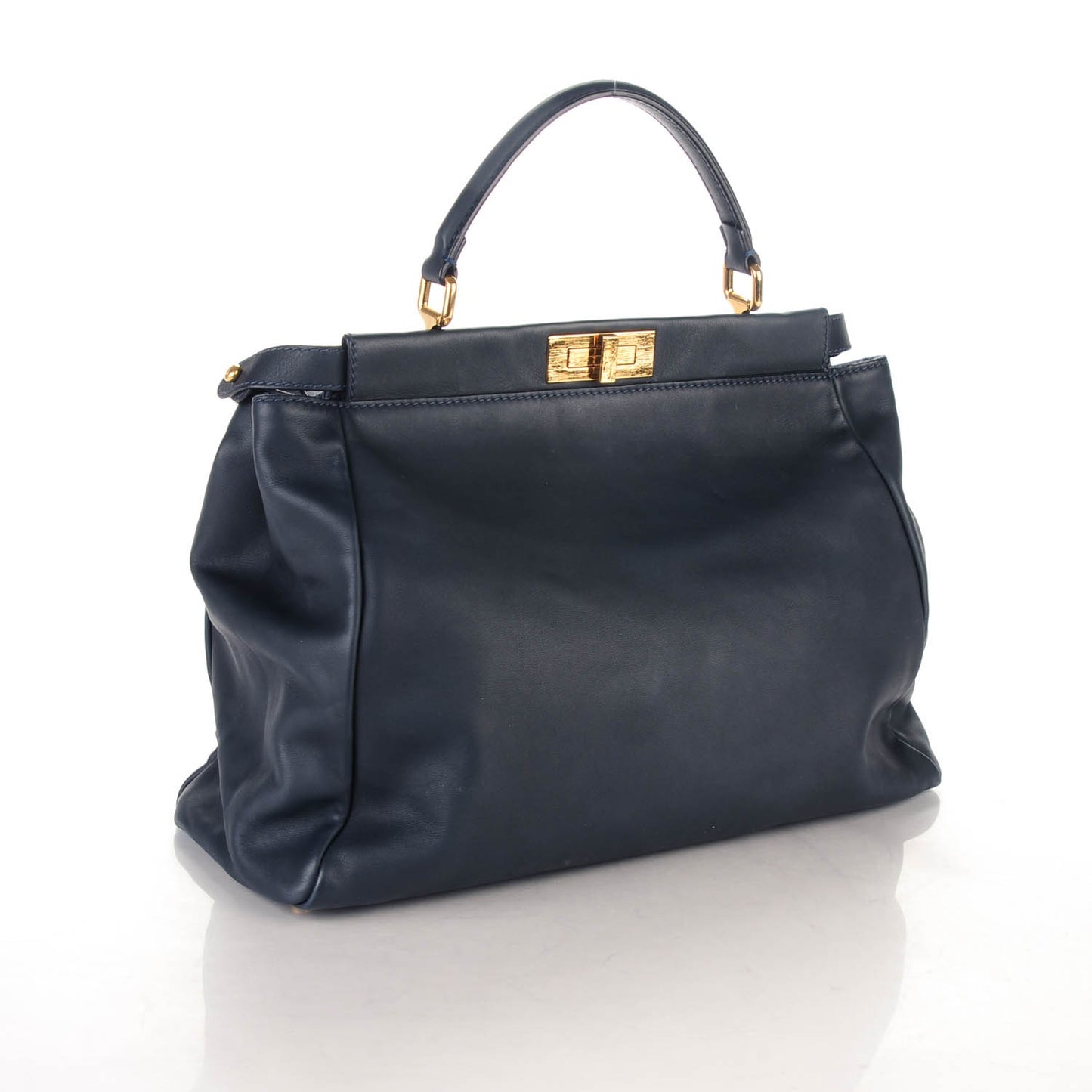 Calfskin Denim Zucca Large Peekaboo Iconic Satchel Navy