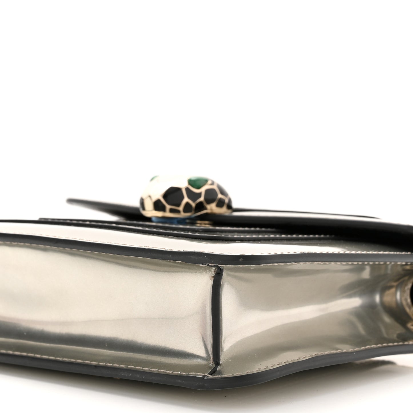 Metallic Calfskin Small Serpenti Forever Snake Strap Crossbody Bag Silver