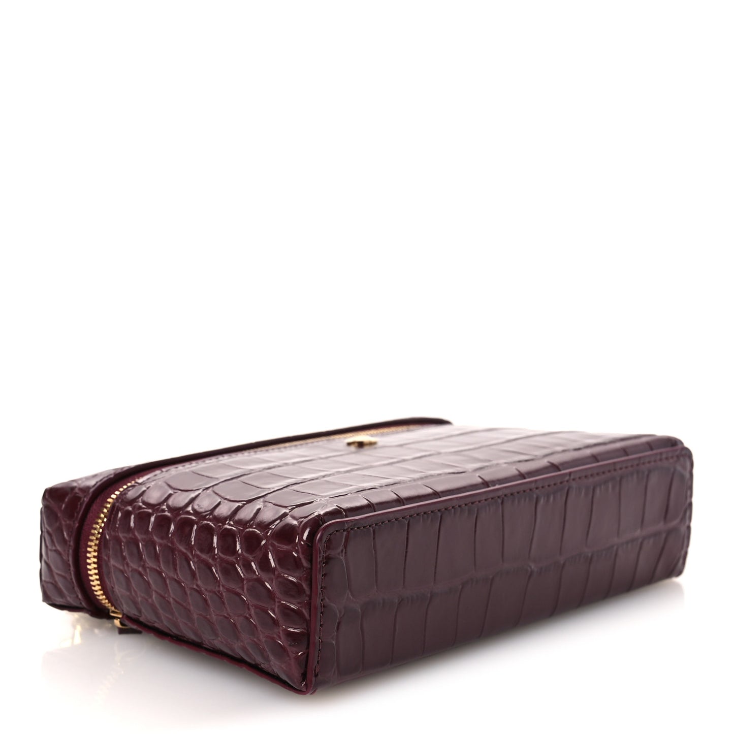 Calfskin Crocodile Embossed Crococo Exoticoco Vanity With Chain Dark Burgundy