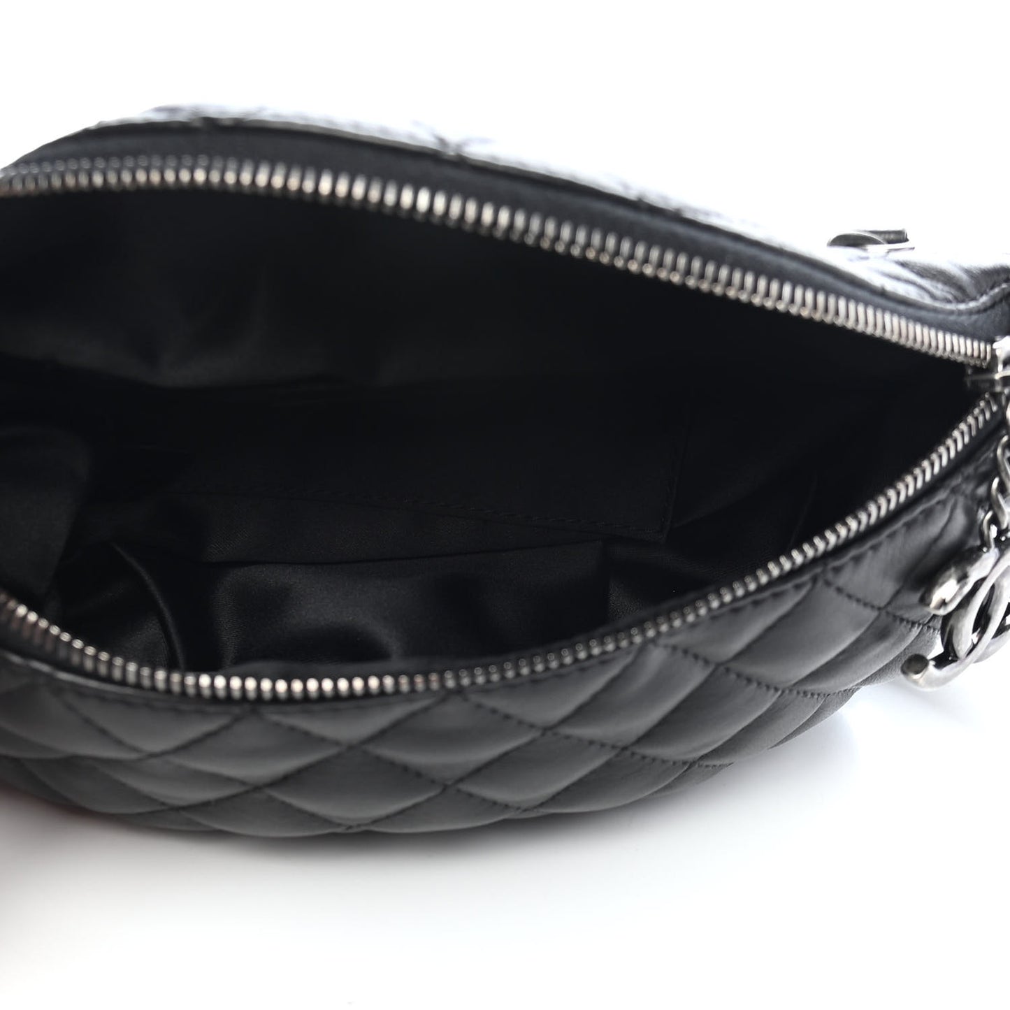 Calfskin Quilted Banane Waist Bag Fanny Pack Black