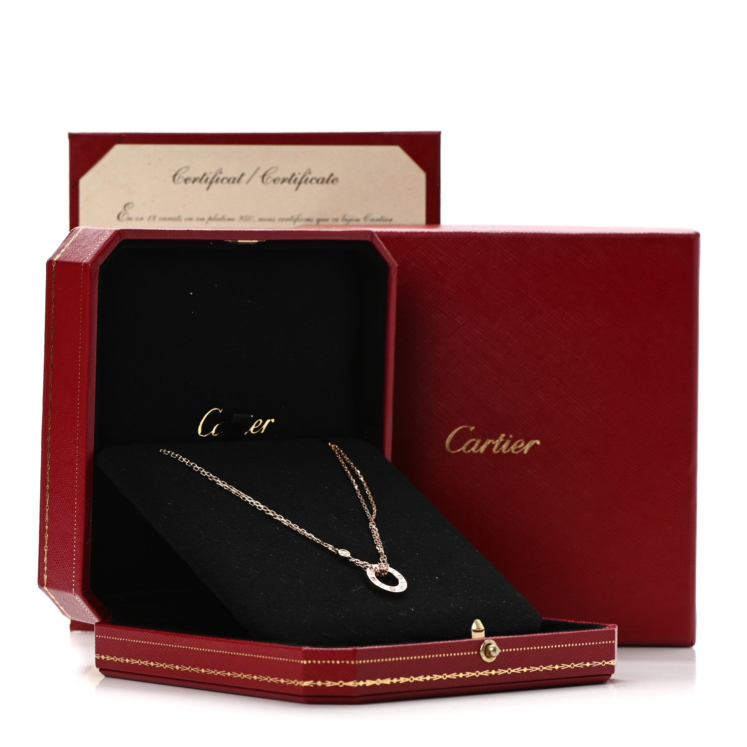 Cartier 18K Pink Gold 2 Diamond LOVE Necklace 7 of 7
