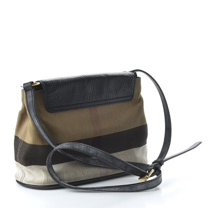 Burberry Mega Check Grainy Calfskin Small Gowan Messenger Bag Black 3 of 11