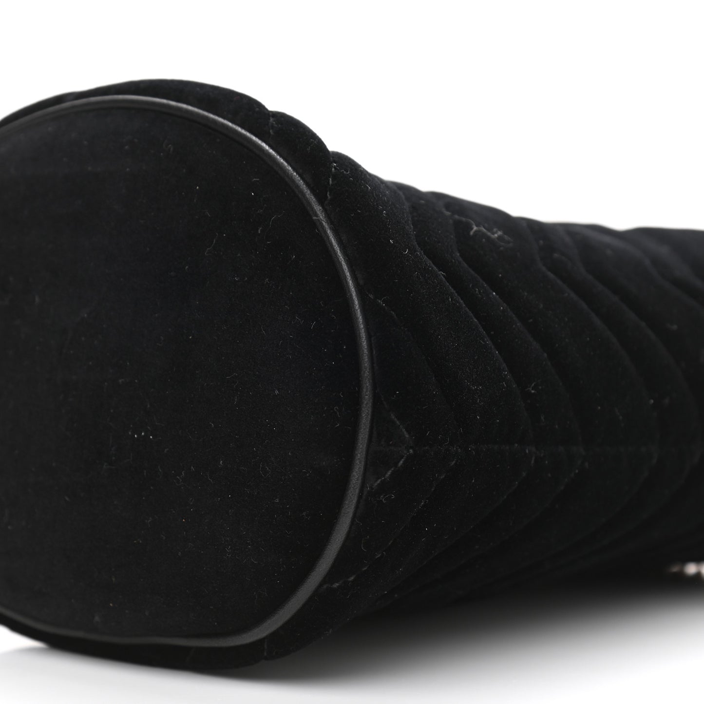 Velvet Matelasse Mini GG Marmont 2.0 Bucket Bag Black