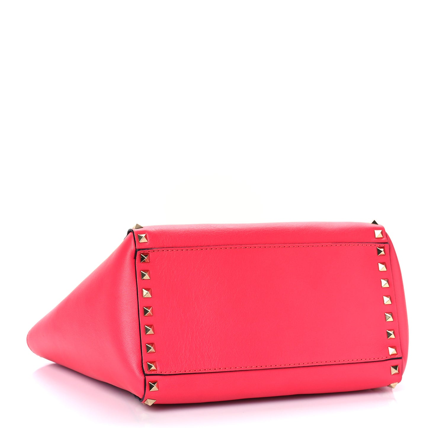Vitello Small Rockstud Double Handle Tote Raspberry