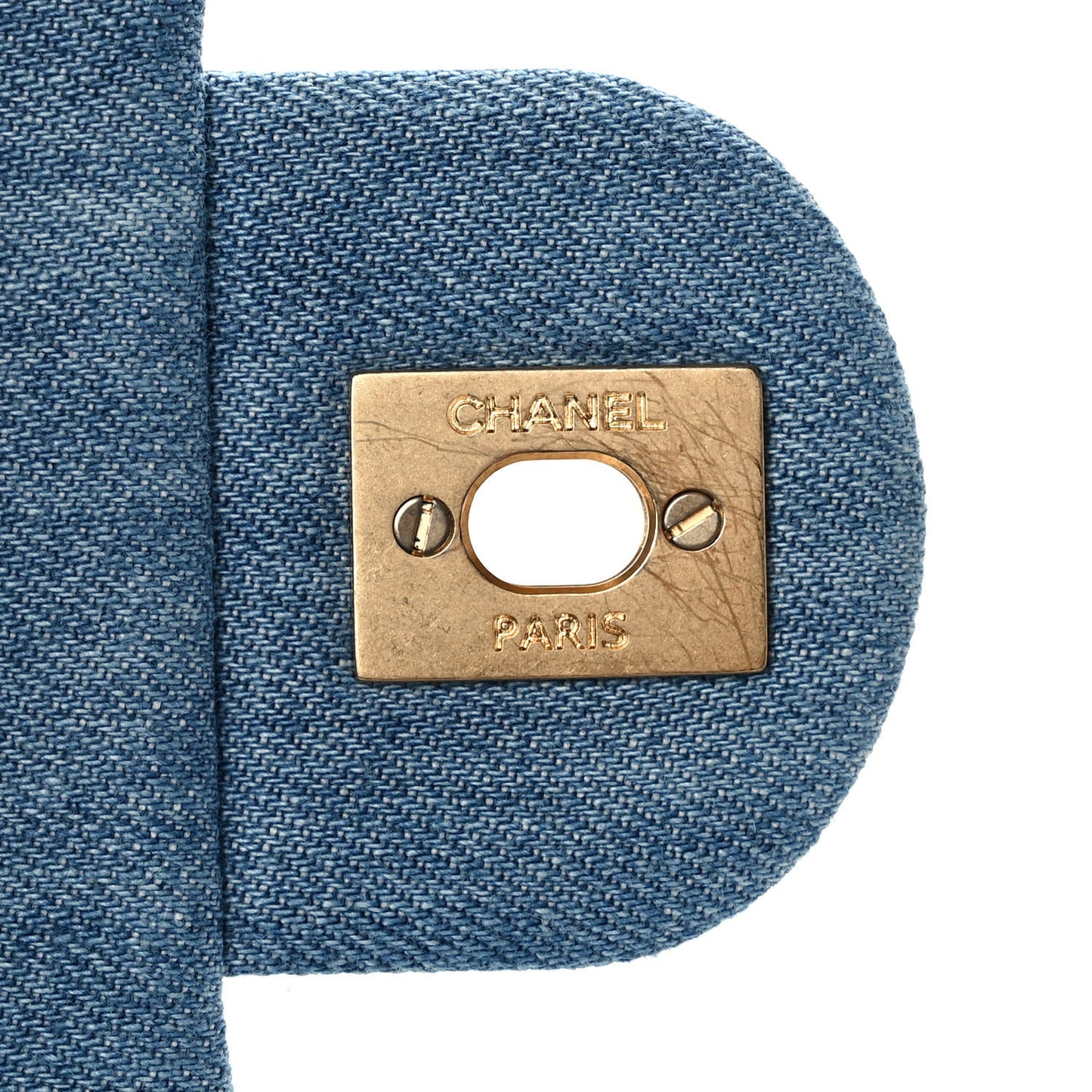 Denim Quilted Mini Pearl Crush Flap Blue