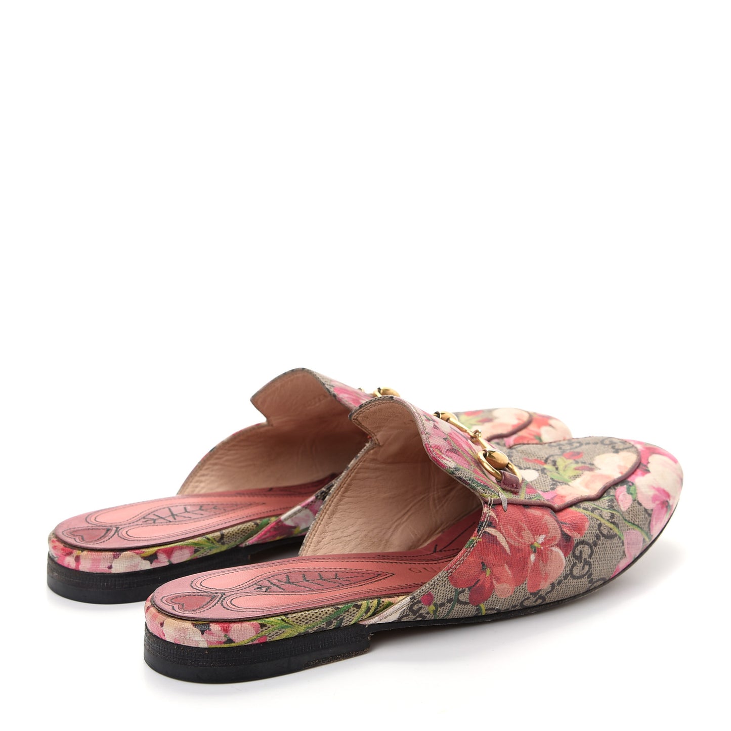 GG Supreme Monogram Blooms Womens Princetown Slippers 37 Beige Multicolor Dry Rose