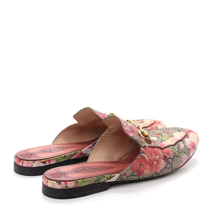 Gucci GG Supreme Monogram Blooms Womens Princetown Slippers 37 Beige Multicolor Dry Rose 3 of 9