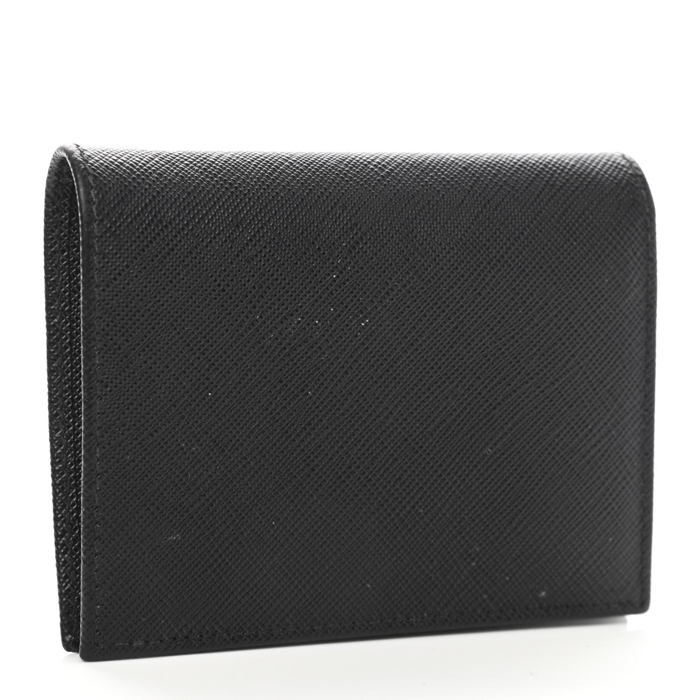 Saffiano Metal Bi-Fold Card Holder Wallet Black