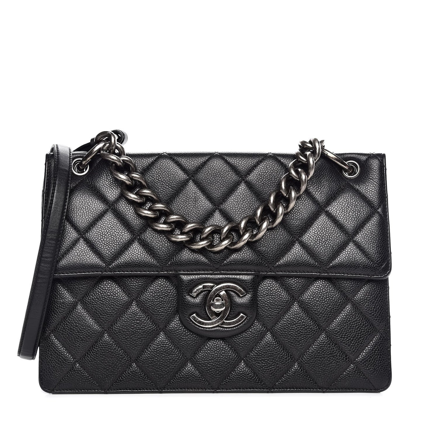 Caviar Quilted Large Retro Class Flap Black