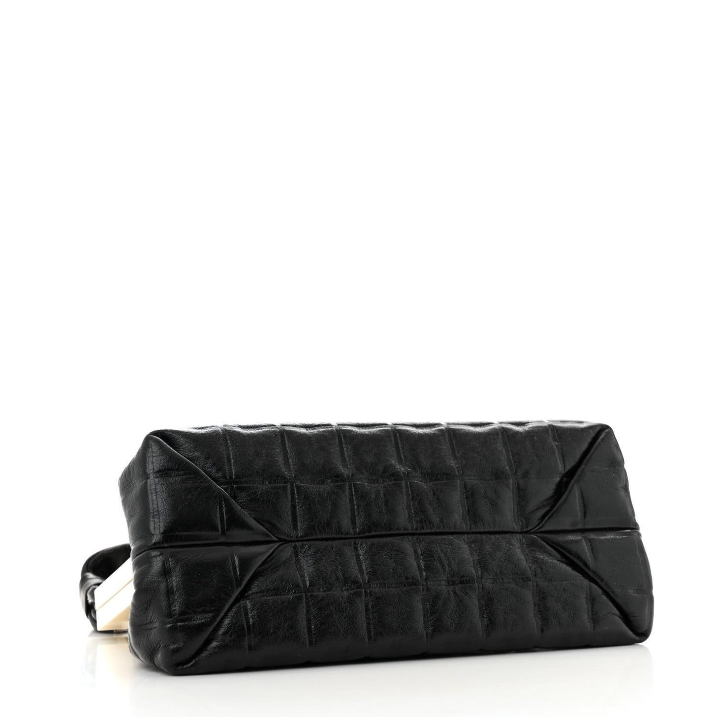 Lambskin Chocolate Bar Quilted Frame Shoulder Bag Black