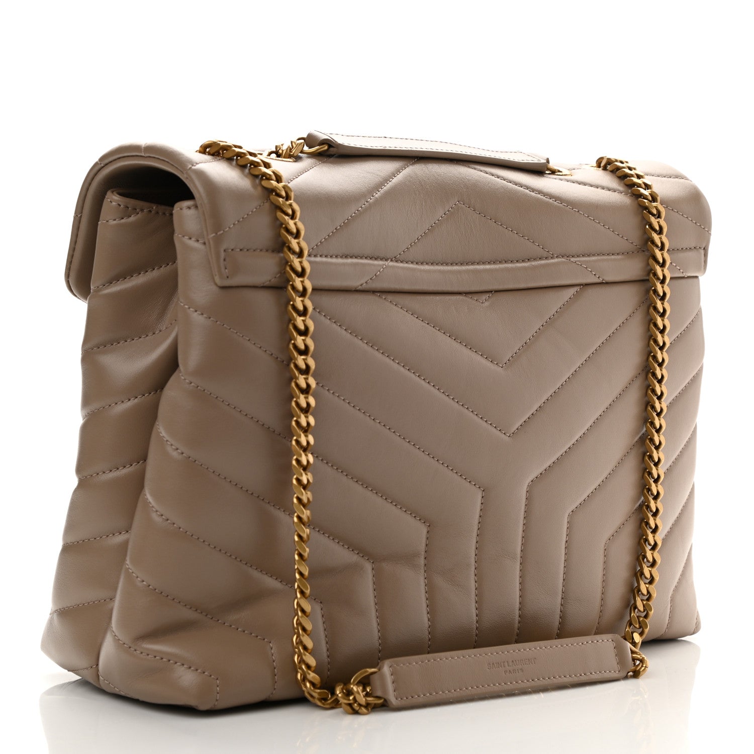 Saint Laurent Calfskin Y Quilted Monogram Medium Loulou Chain Satchel Dark Latte 2 of 7