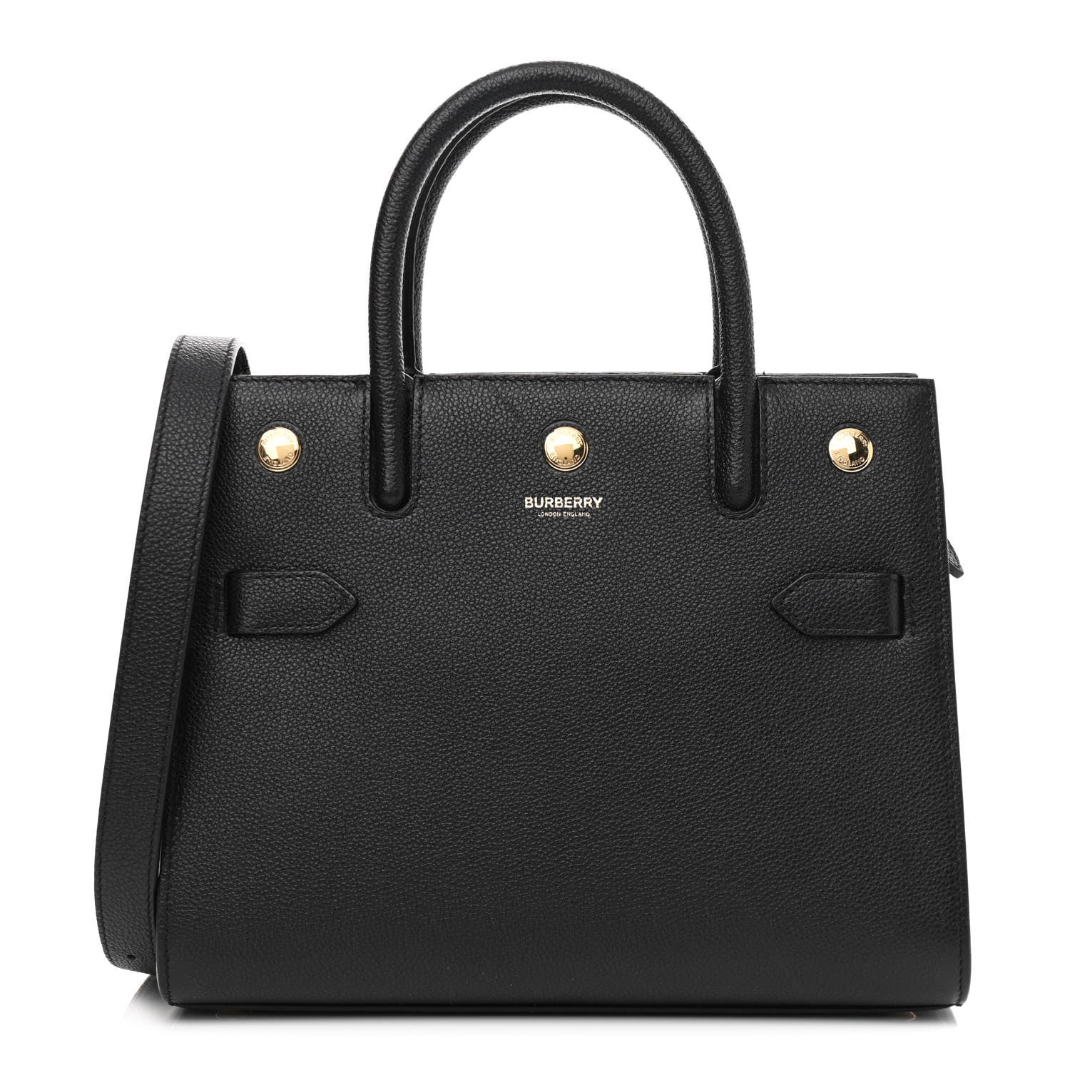 Burberry Grainy Calfskin Mini Two Handle Title Bag Black 1 of 10