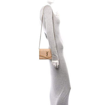 Saint Laurent Micro Raffia Monogram Uptown Chain Wallet Natural Hay Blush 2 of 14