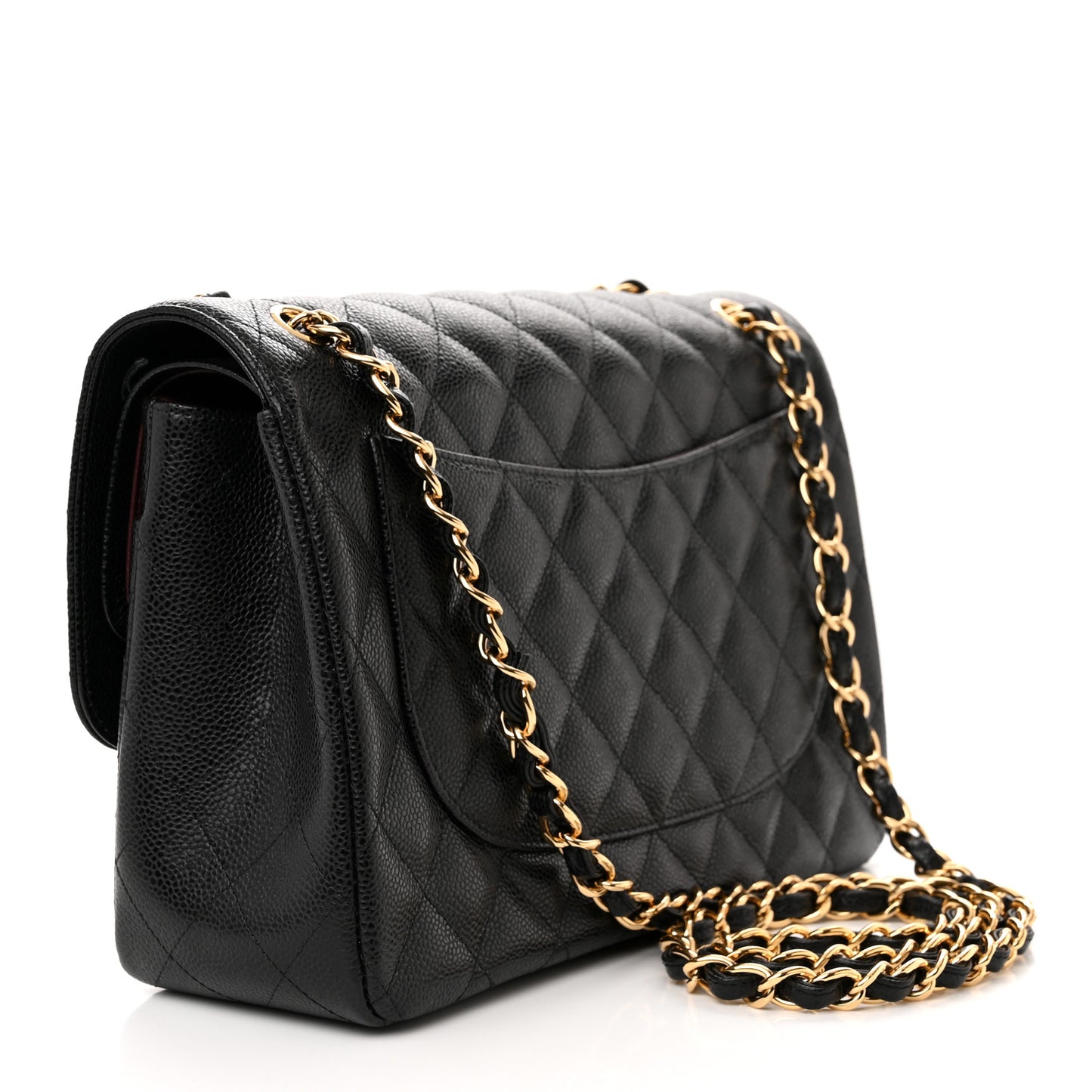 Caviar Quilted Jumbo Double Flap Black
