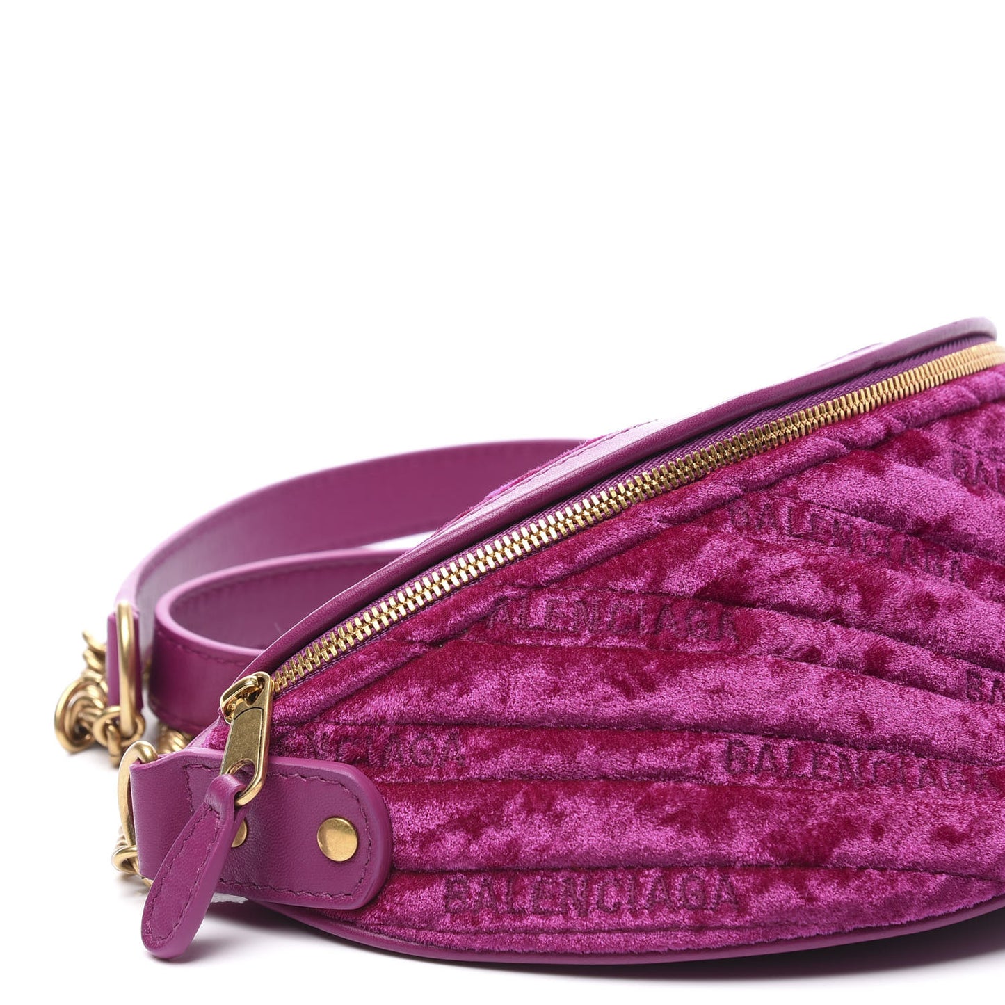 Crushed Velvet Logo Matelasse XXS Souvenir Belt Bag Fuchsia