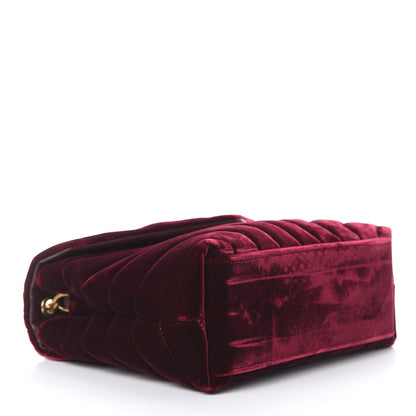 Saint Laurent Velvet Y Quilted Monogram Small Loulou Chain Satchel Burgundy 4 of 11