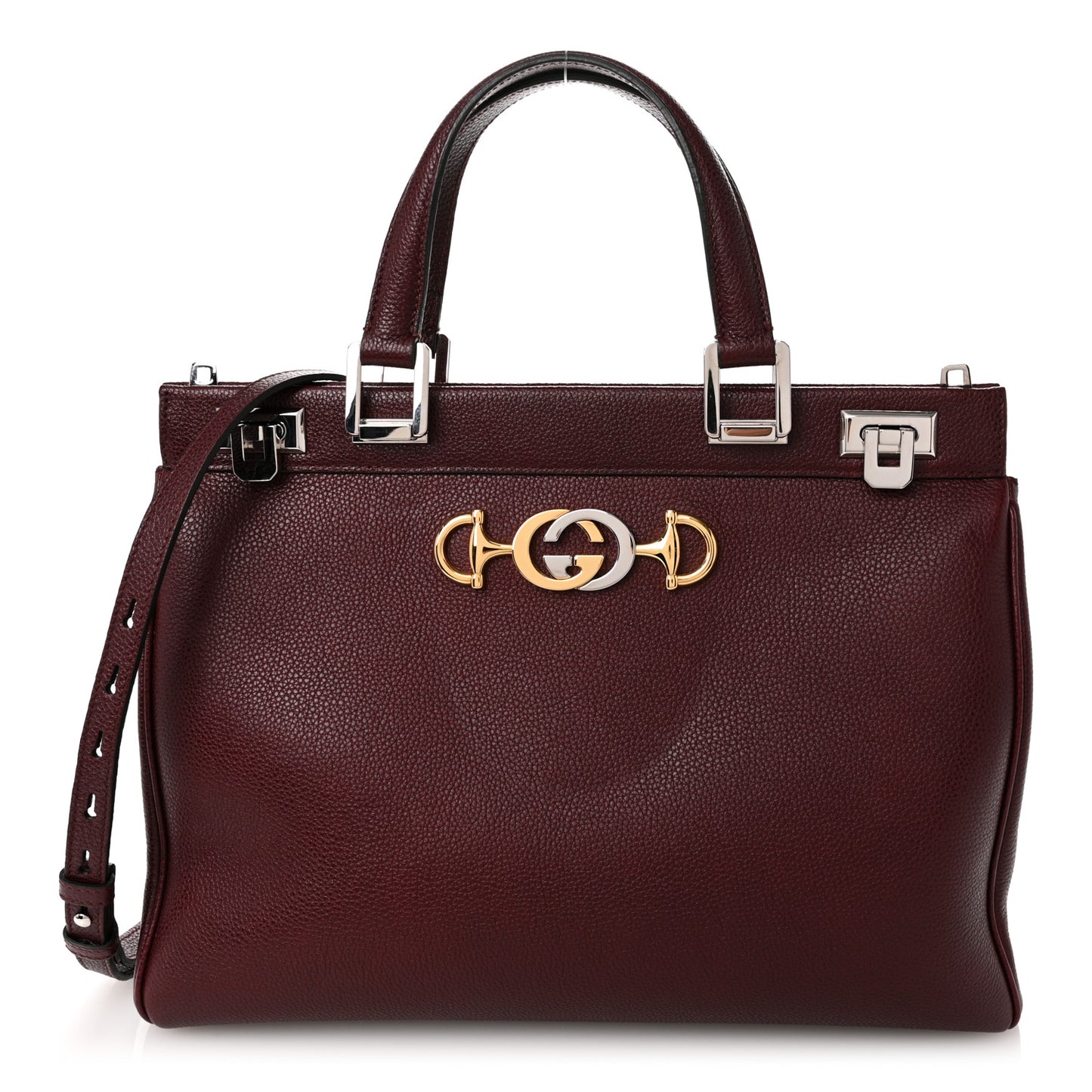 Grainy Calfskin Medium Zumi Top Handle Bag Vintage Bordeaux
