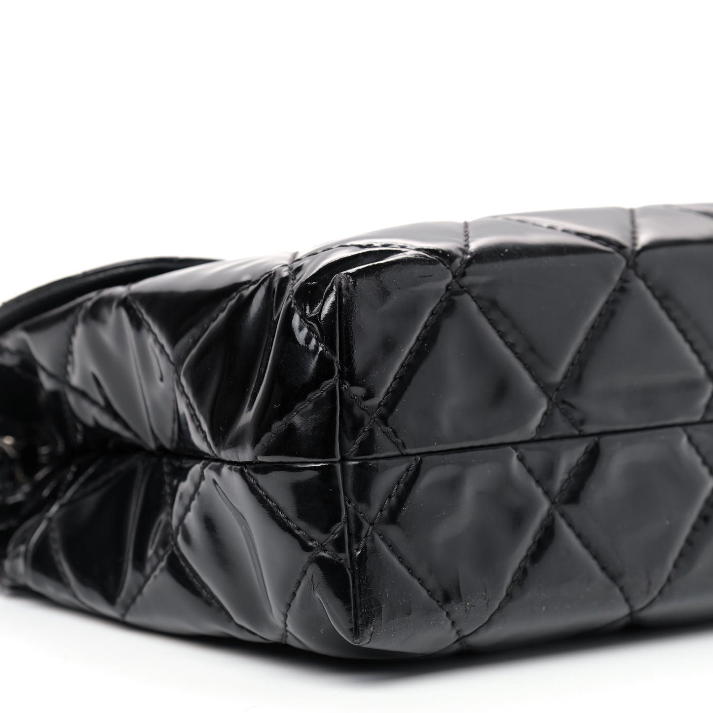 Vinyl Quilted In the Business Flap Bag Black