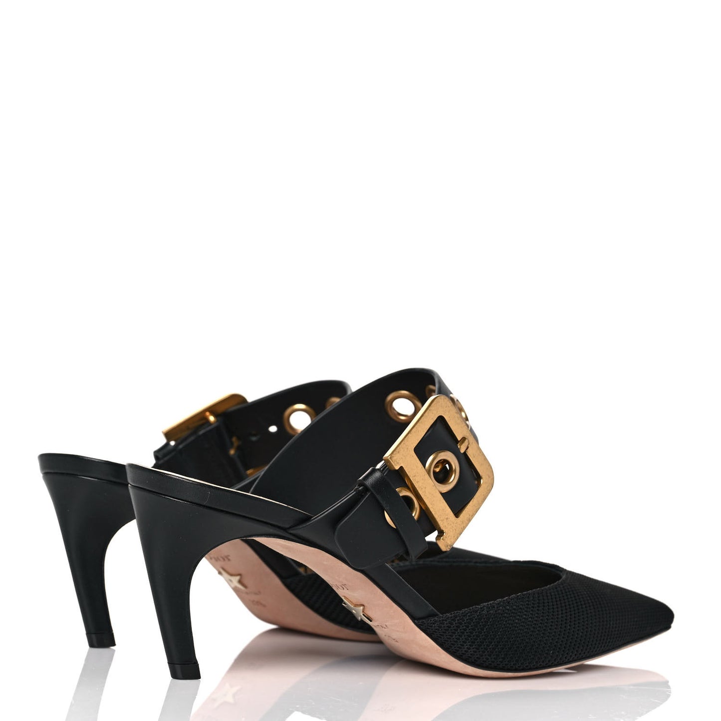 Technical Fabric Calfskin D-Dior 65mm Mules 37.5 Black