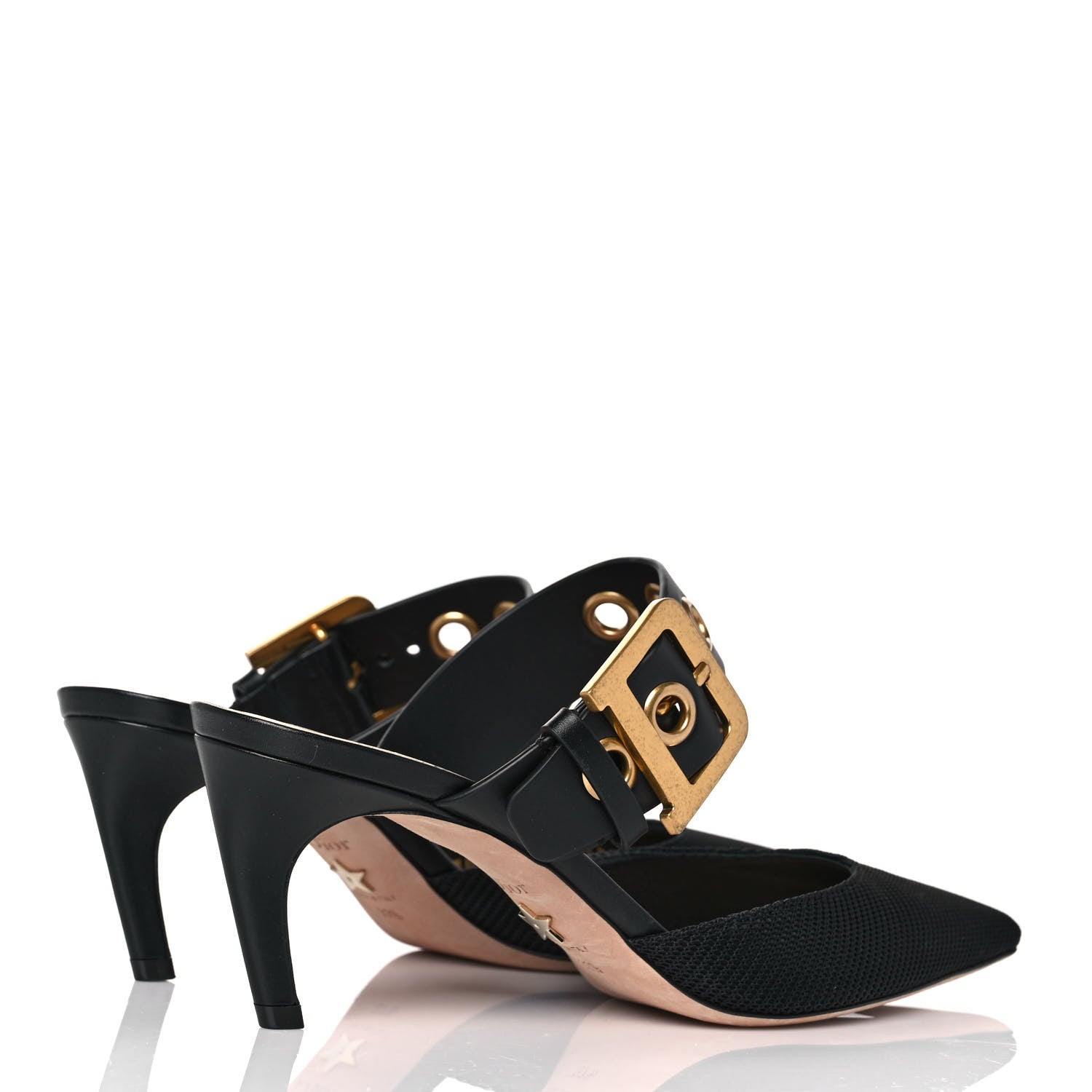 Christian Dior Technical Fabric Calfskin D-Dior 65mm Mules 37.5 Black 4 of 9