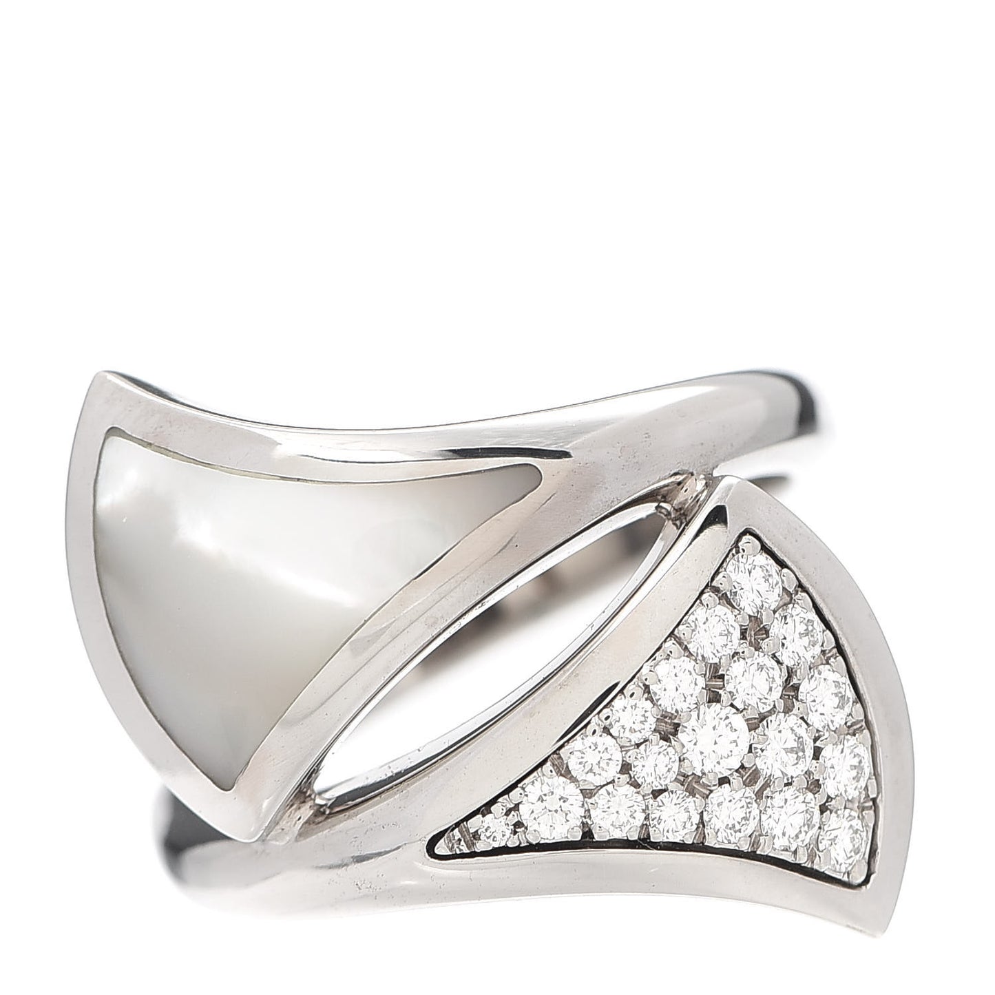 18K White Gold Mother of Pearl Diamond Divas' Dream Ring 51 5.75