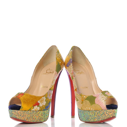 Christian Louboutin Tissu Glitter Dragon Lady Peep 150 Pumps 37.5 Pollen 5 of 12