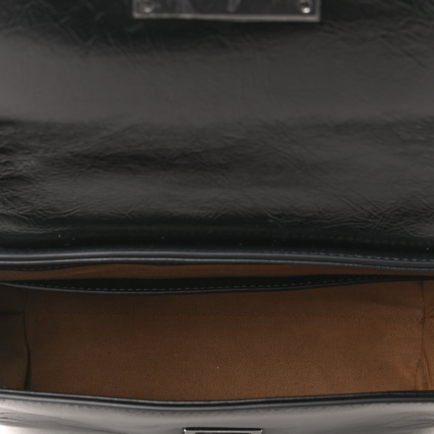 Creased Patent Calfskin Small ID Flap Black