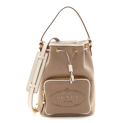 Prada Jacquard Logo Mini Bucket Crossbody Bag Corda Talco 1 of 10