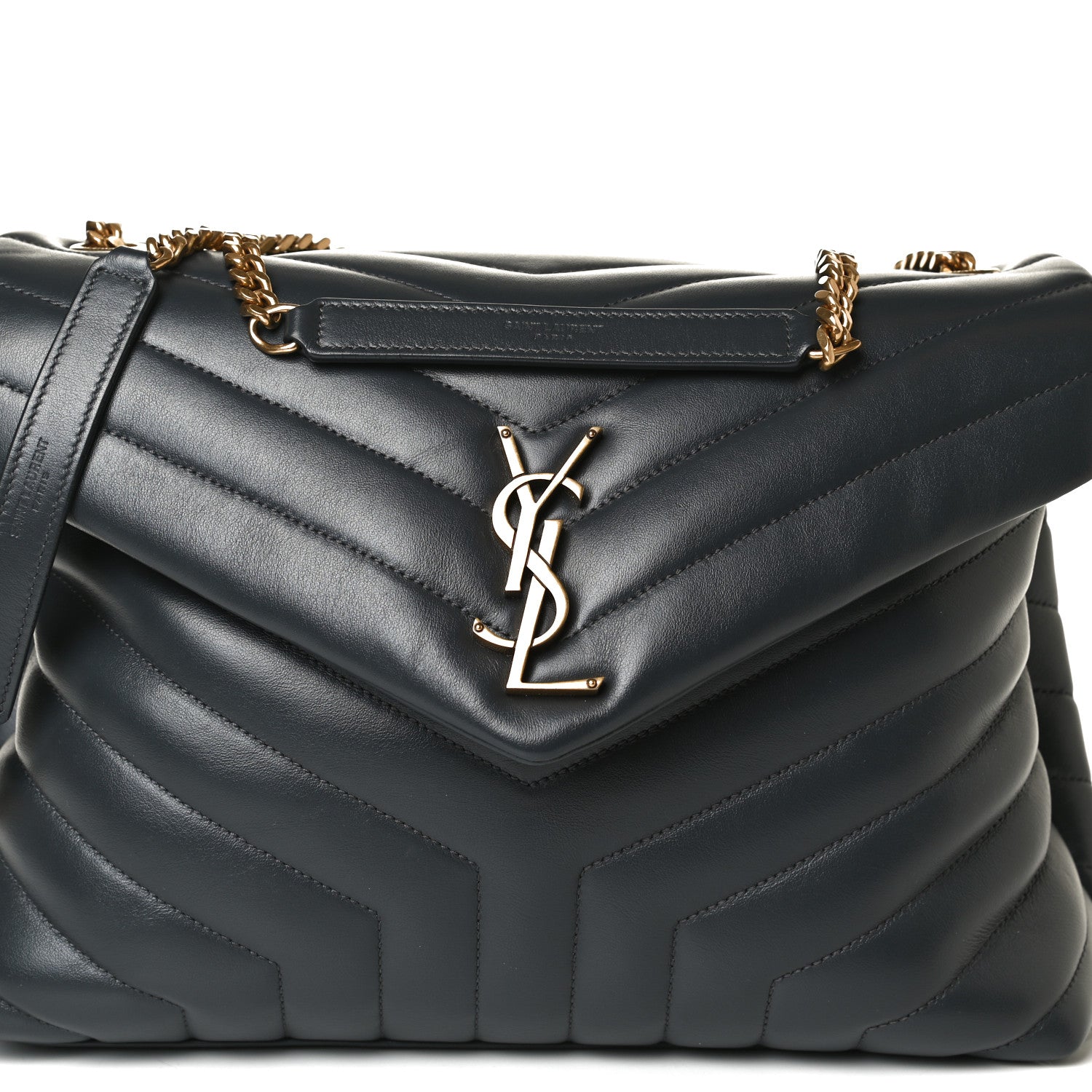 Saint Laurent Calfskin Y Quilted Monogram Medium Loulou Chain Satchel Storm 8 of 10
