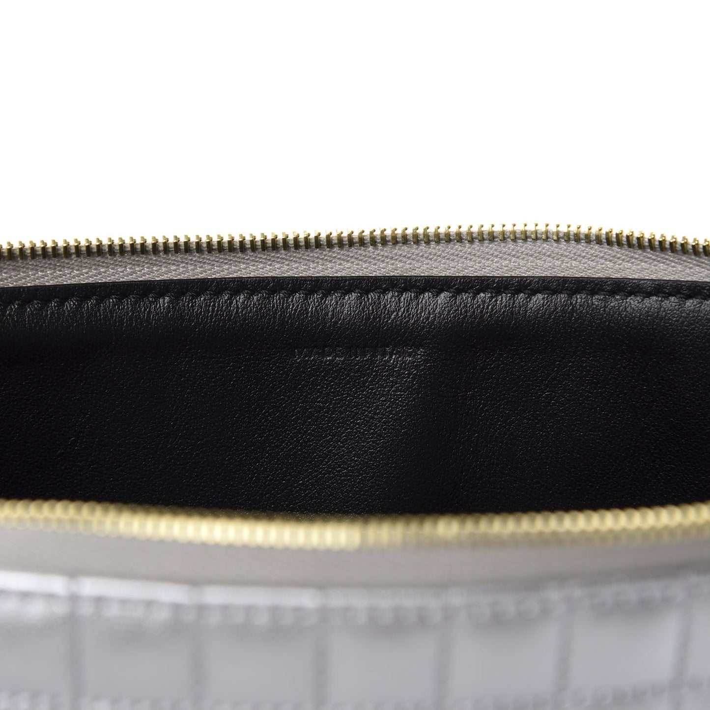 Lambskin Quilted Zip Pouch Grey