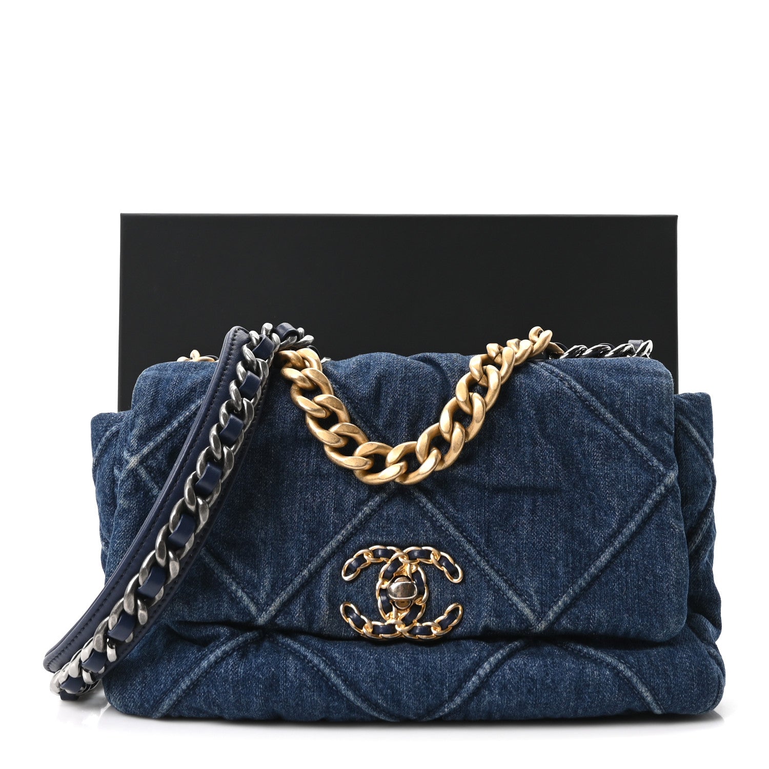 Chanel Denim Quilted Medium Chanel 19 Flap Blue 10 of 10