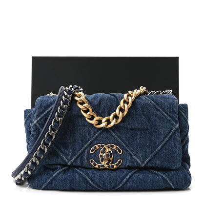 Chanel Denim Quilted Medium Chanel 19 Flap Blue 10 of 10