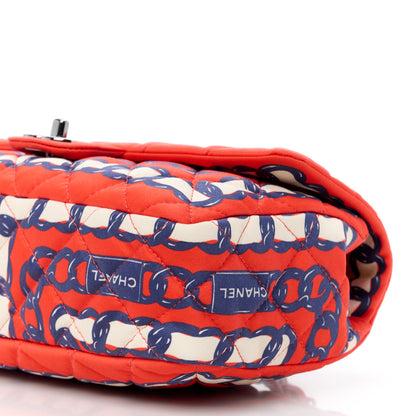 Chanel Silk Chain Printed Medium Single Flap Red 13 of 14