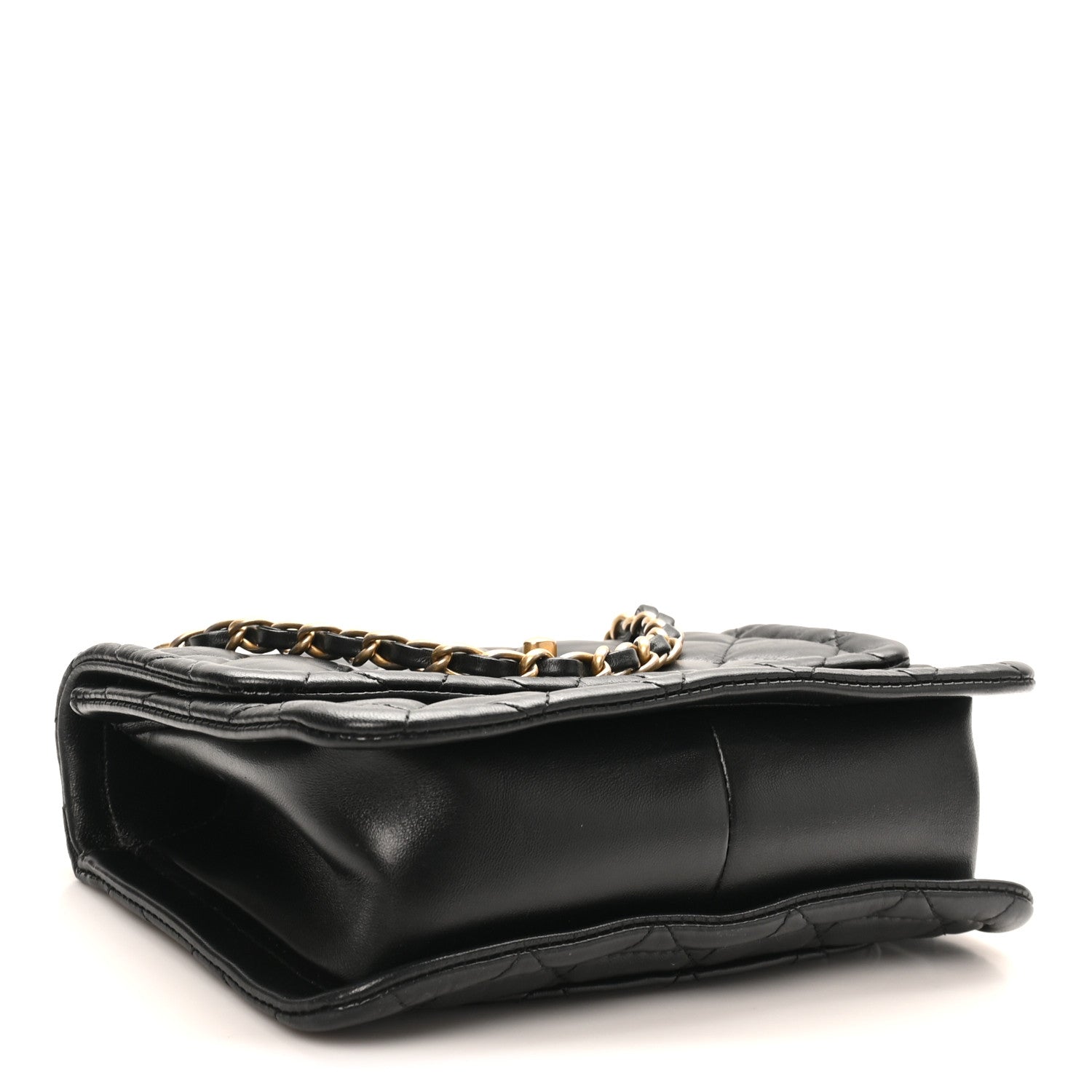 Chanel Shiny Lambskin Flap Clutch With Chain Black 4 of 10