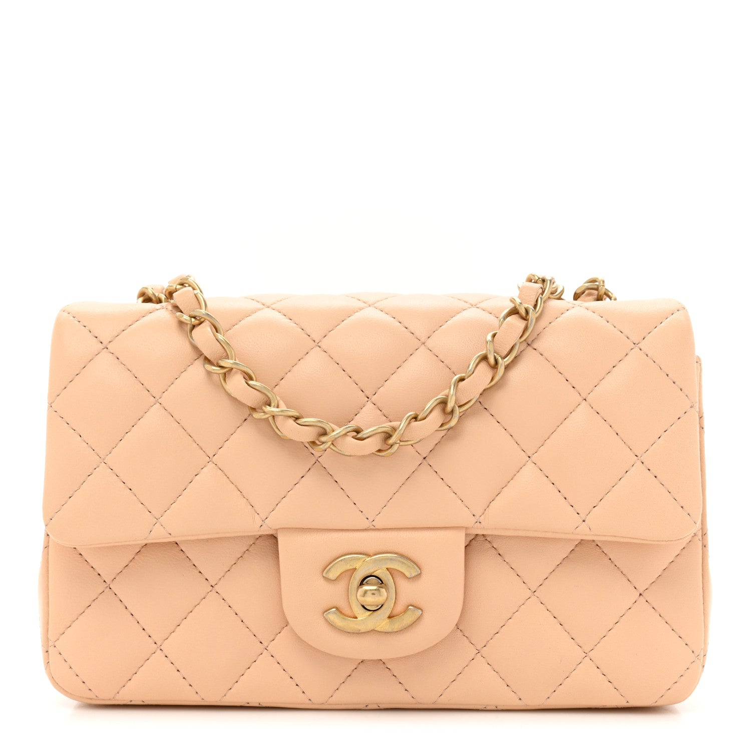 Chanel Lambskin Quilted Mini Rectangular Flap Beige 1 of 10