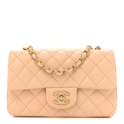 Chanel Lambskin Quilted Mini Rectangular Flap Beige 1 of 10
