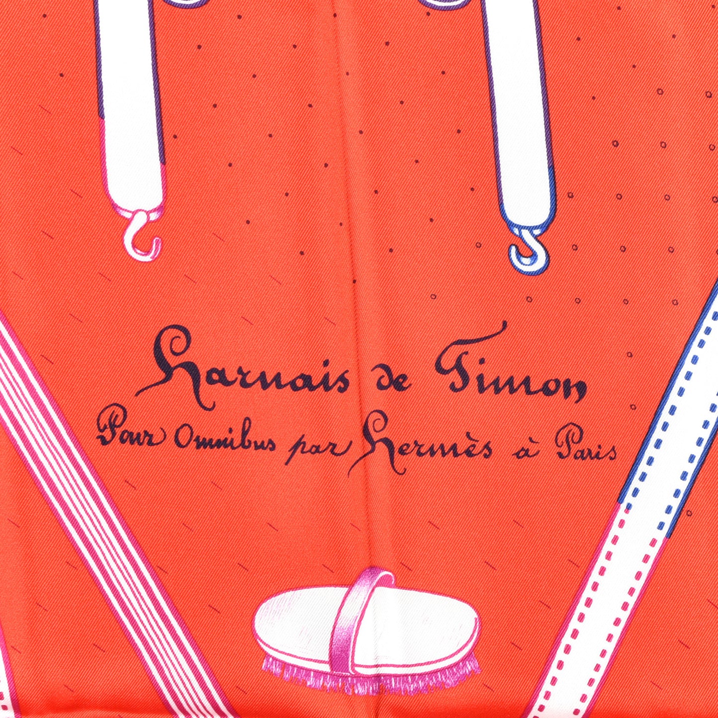 Silk Harnais De Timon Scarf 90 Rouge White Parme