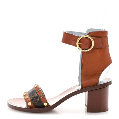 Louis Vuitton Calfskin Monogram Passenger Sandals 38 Cognac 1 of 9