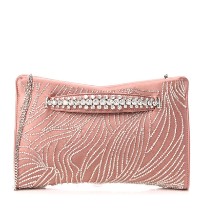 Jimmy Choo Satin Crystal Embellished Venus Clutch Blush Silver 1 of 9