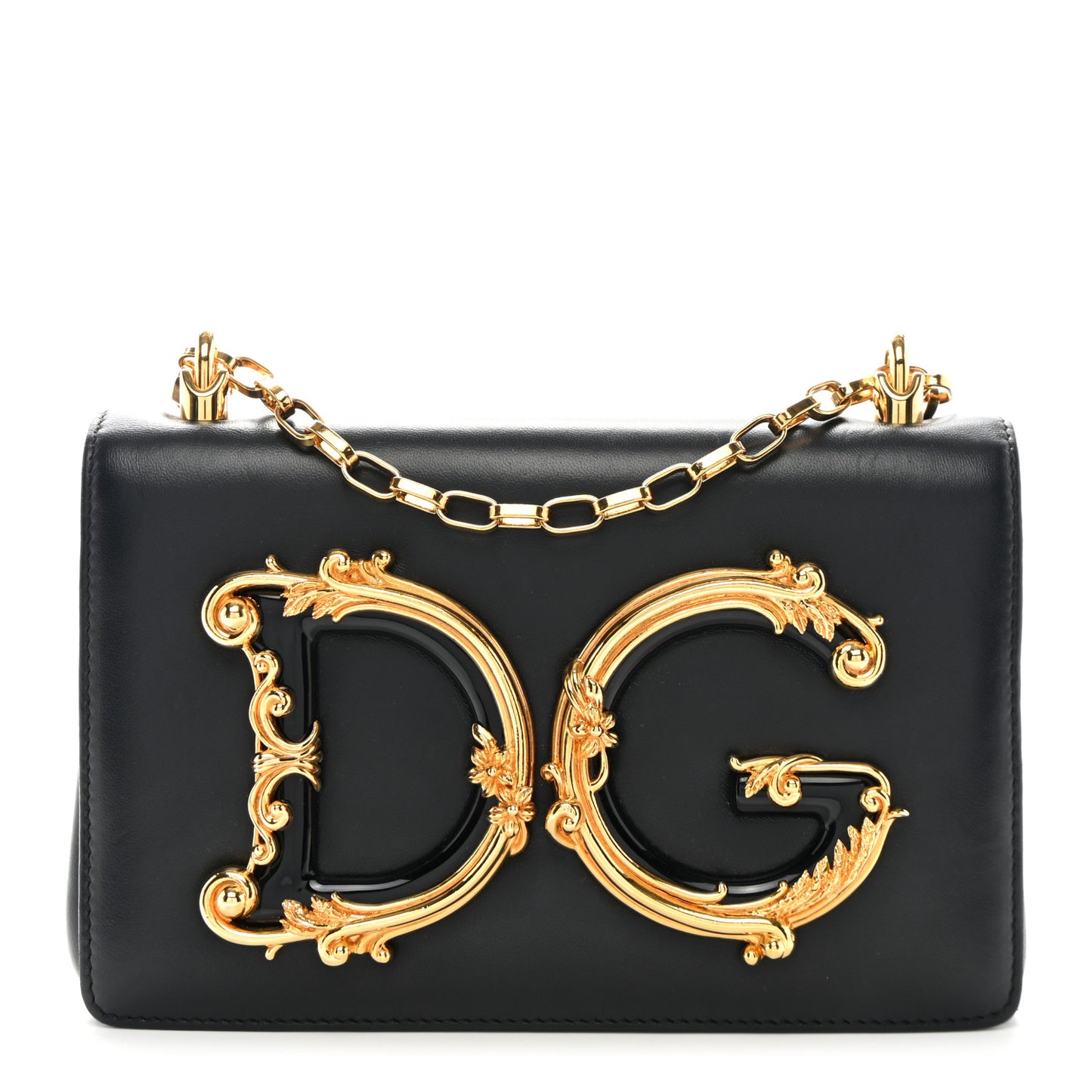 DOLCE GABBANA Nappa DG Girls Shoulder Bag Black