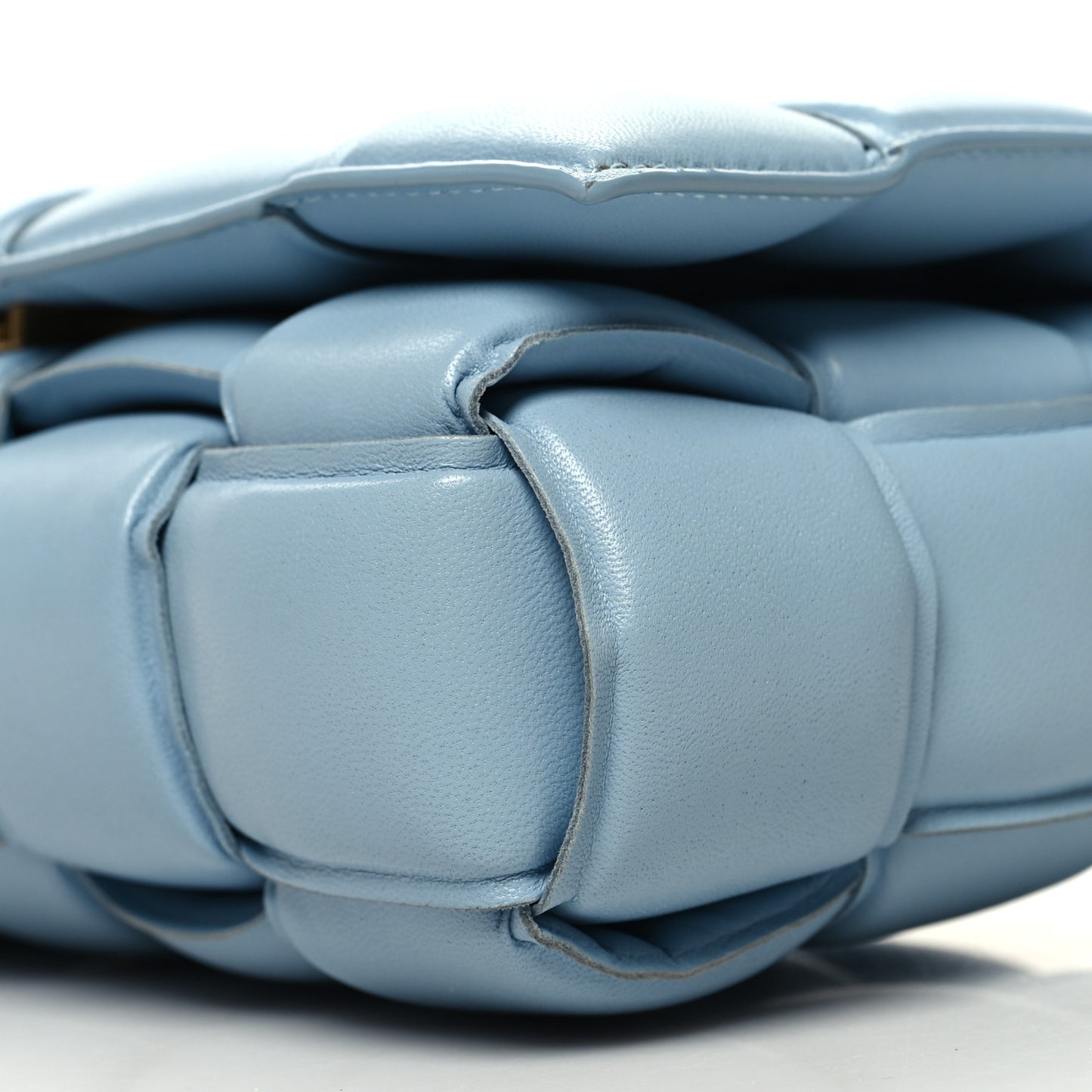 Nappa Maxi Intreccio Padded Cassette Crossbody Bag Ice
